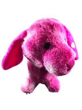 Pink Plush Puppy Dog Stuffed Animal Soft Toy Valentine Heart Tie Dye Daschund
